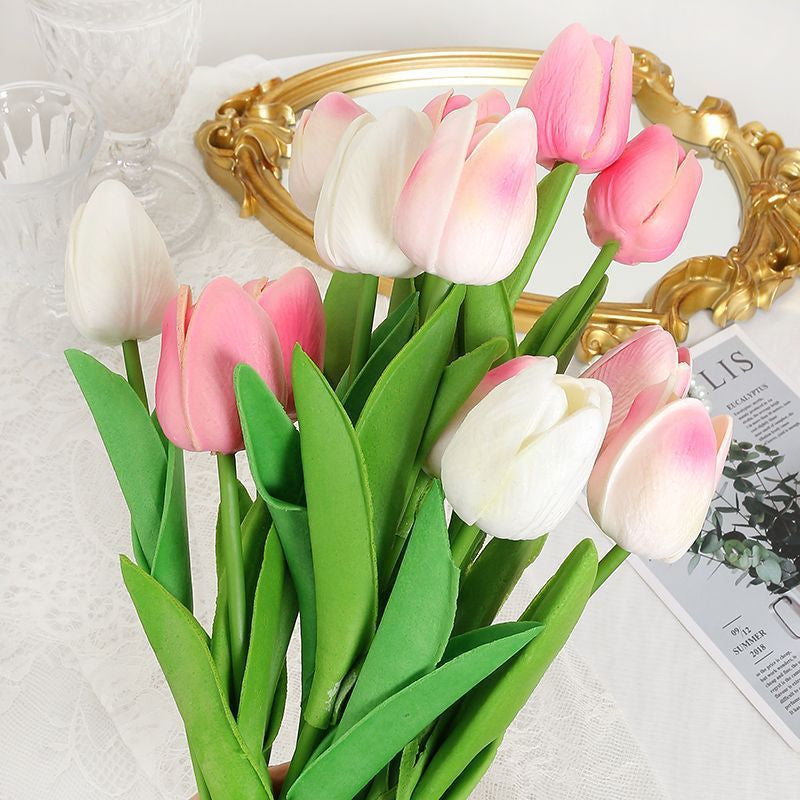 20 Flowers Artificial Tulip Silk Fake Flowers for Mother's Day, Easter, Valentine’s Day, Gifts in Bulk Home, Kitchen, Wedding Decorations, etc.