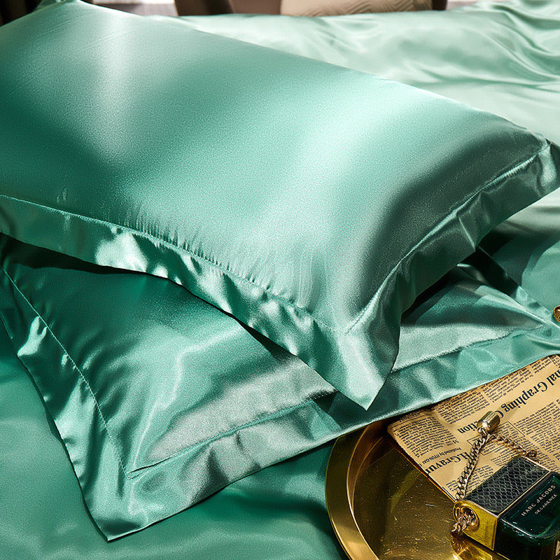 Allergen Resistant Silk Bed Pillow Cases with Hidden Zipper, 2 pcs, Standard Size 48x74 cm