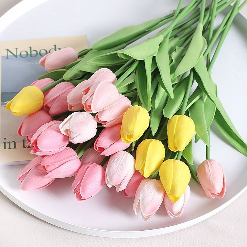 20 Flowers Artificial Tulip Silk Fake Flowers for Mother's Day, Easter, Valentine’s Day, Gifts in Bulk Home, Kitchen, Wedding Decorations, etc.