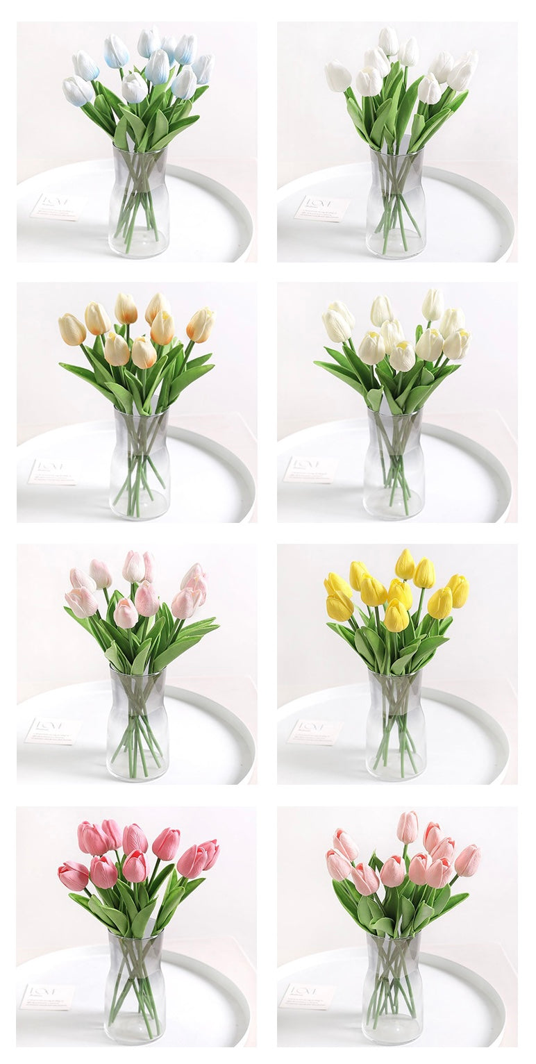 20 Flowers Artificial Tulip Silk Fake Flowers for Mother's Day, Easter, Valentine’s Day, Gifts in Bulk Home, Kitchen, Wedding Decorations, etc.