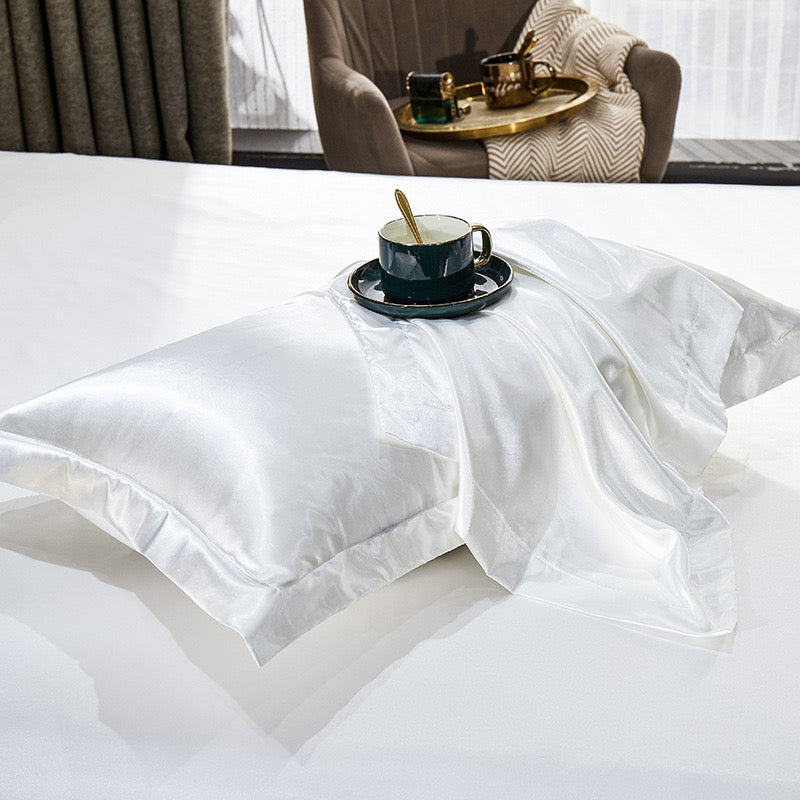 Allergen Resistant Silk Bed Pillow Cases with Hidden Zipper, 2 pcs, Standard Size 48x74 cm